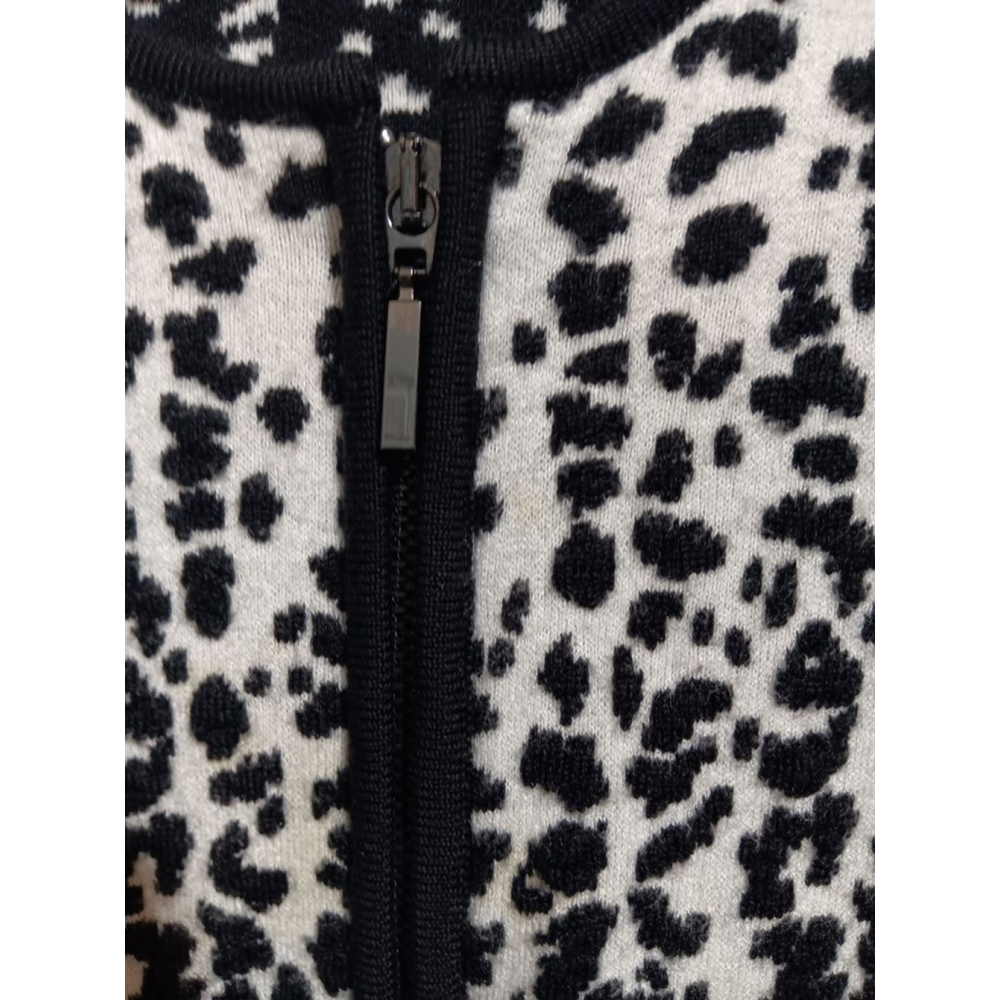 Stizzoli Black & White Leopard Print Knit Zip-Front Cardigan Sweater & Skirt Set - Picture 6 of 14